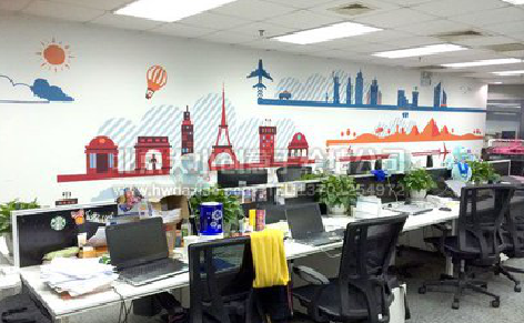 东山教你设计办公室墙绘的方法。